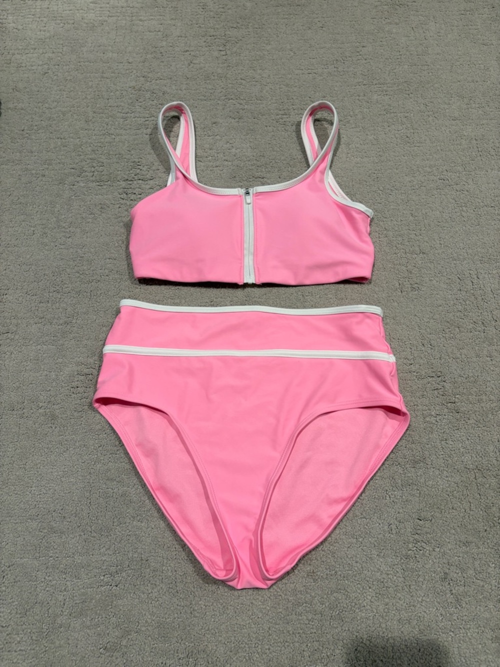 Old navy pink Two-Piece High-Waist Bikini with White Trim